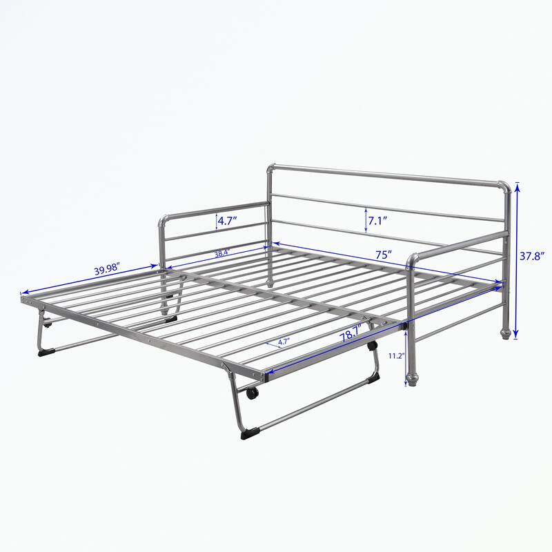 Twin Size Daybed with Adjustable Trundle