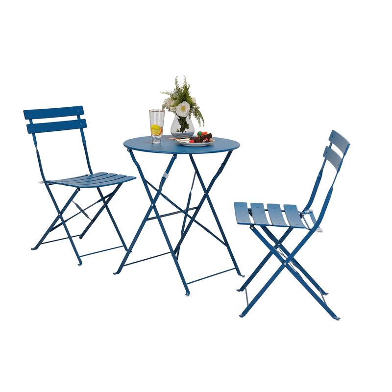 Clihome 3 Piece Outdoor Side Table Premium Steel Patio Bistro Set
