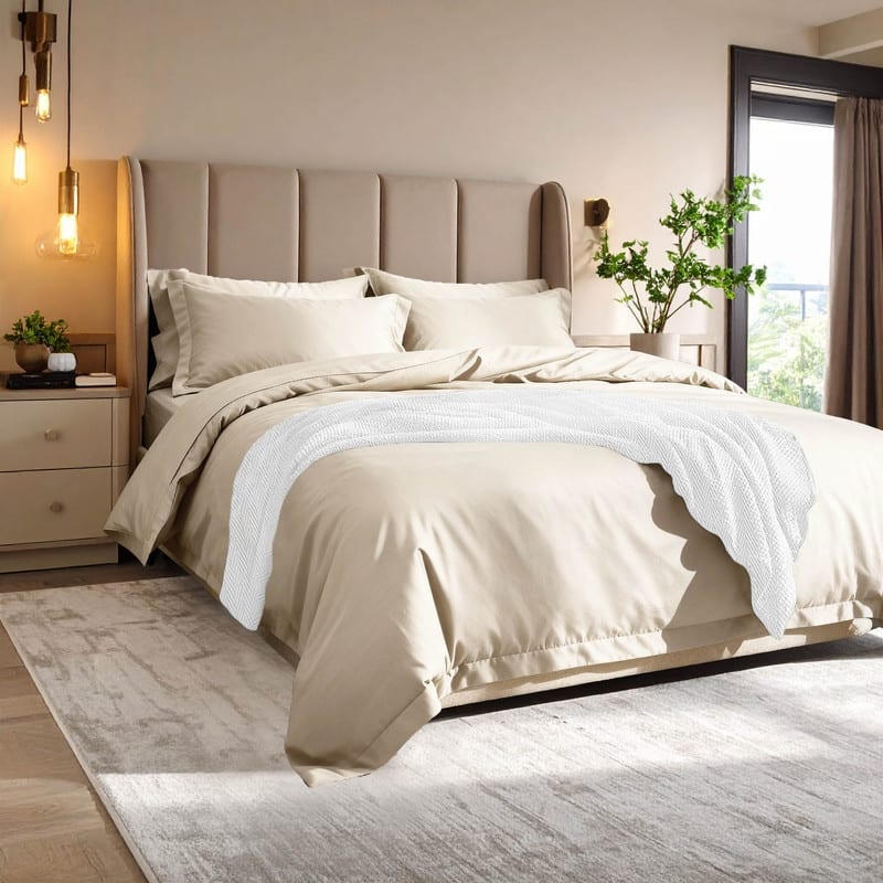 Superior LUX 10 PC Egyptian Cotton Premium Bundle - Ivory - King