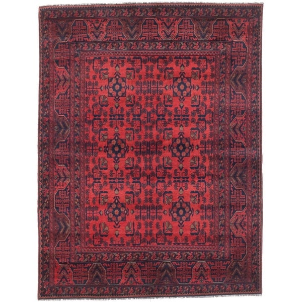 slide 3 of 3, ECARPETGALLERY Hand-knotted Finest Khal Mohammadi Burgundy Wool Rug - 4'11" x 6'5" 4'11" x 6'5" - Dark Burgundy
