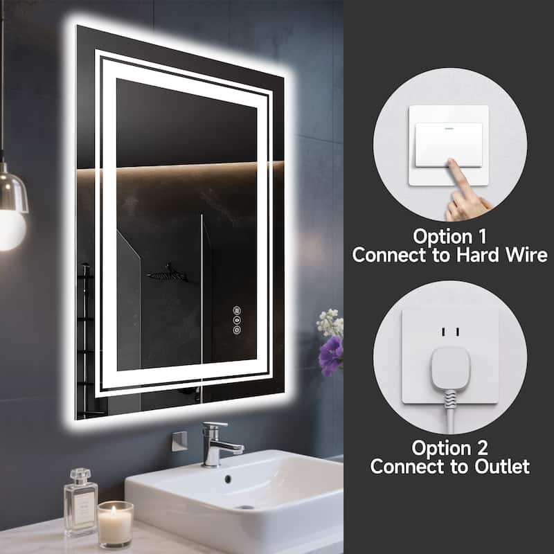 24x32 Inch Frameless LED Bathroom Mirror,Smart Mirror