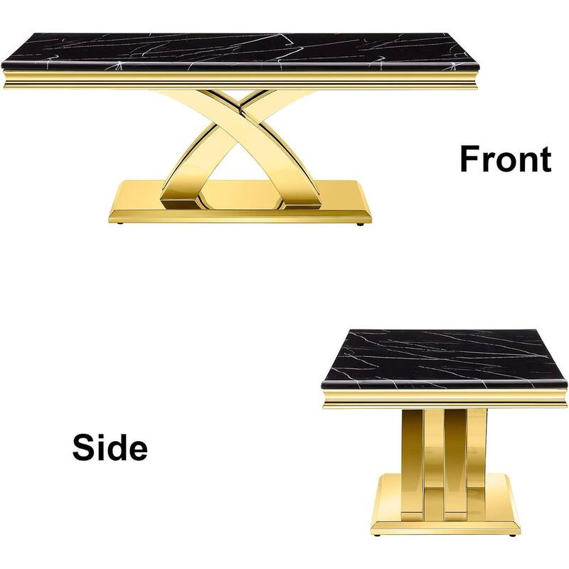 Modern Coffee Table 48‘’ Rectangular Coffee Table with X Base Pedestal Coffee Tables for Living Room