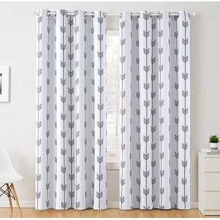 HLC.me Arrow Thermal Room Darkening Blackout Energy Efficient Window Curtain Grommet Panels - Set of 2