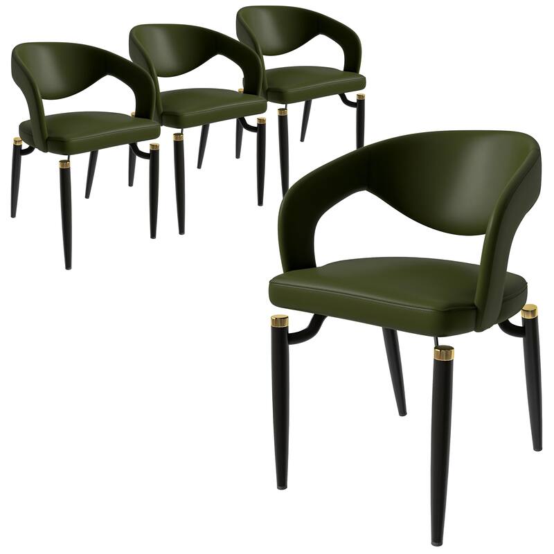 Entice Dining Chairs Set of 4 Upholstered Leather with Iron Legs Modern Accent Arm Chairs