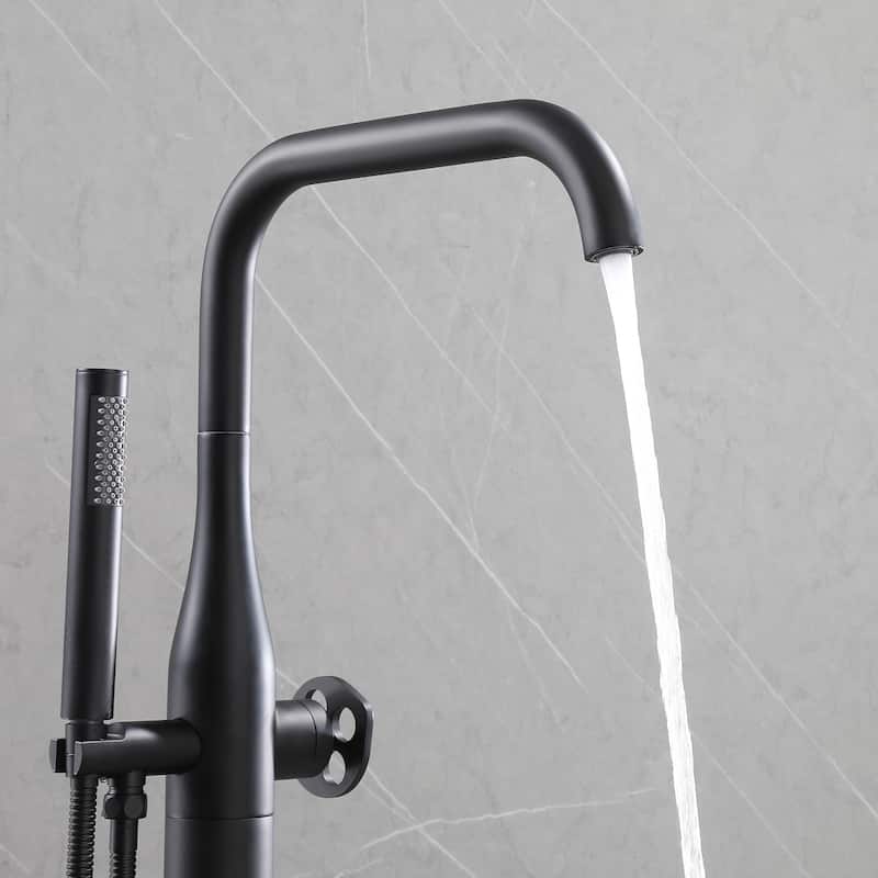 42"H Stainless Steel Floor Mounted Tub Faucet with Handheld Shower