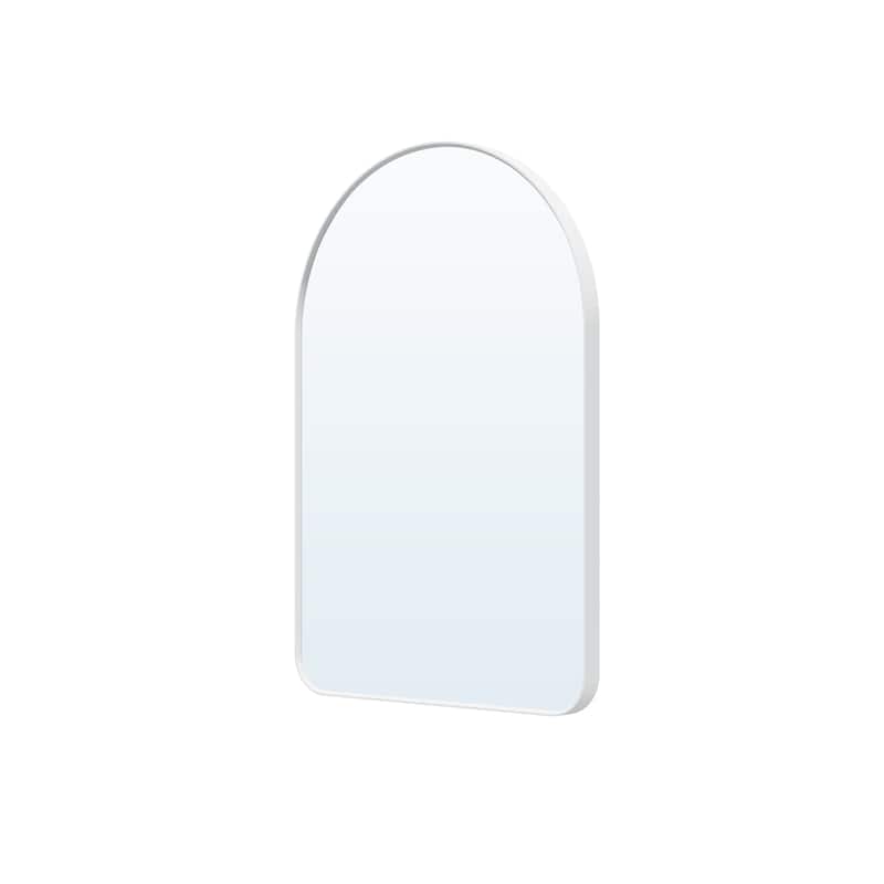 24 in./28 in. W x 36 in. H Bathroom Wall Mounted Arched Anodized Aluminum Framed Mirror