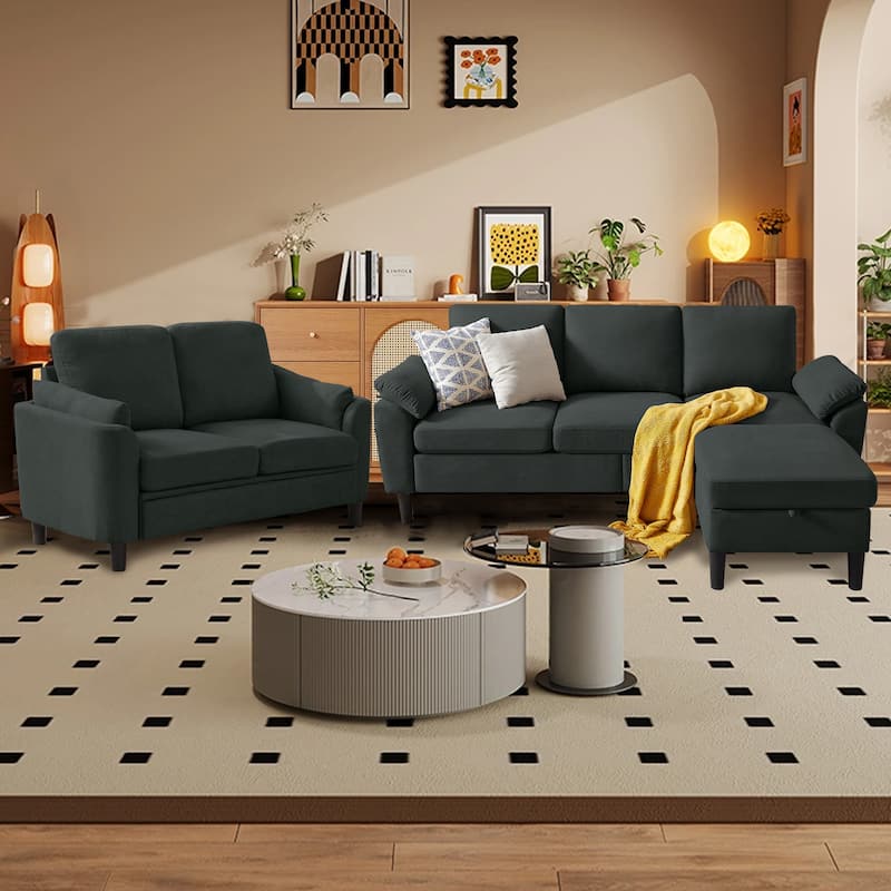 3-Pieces living room set - Black