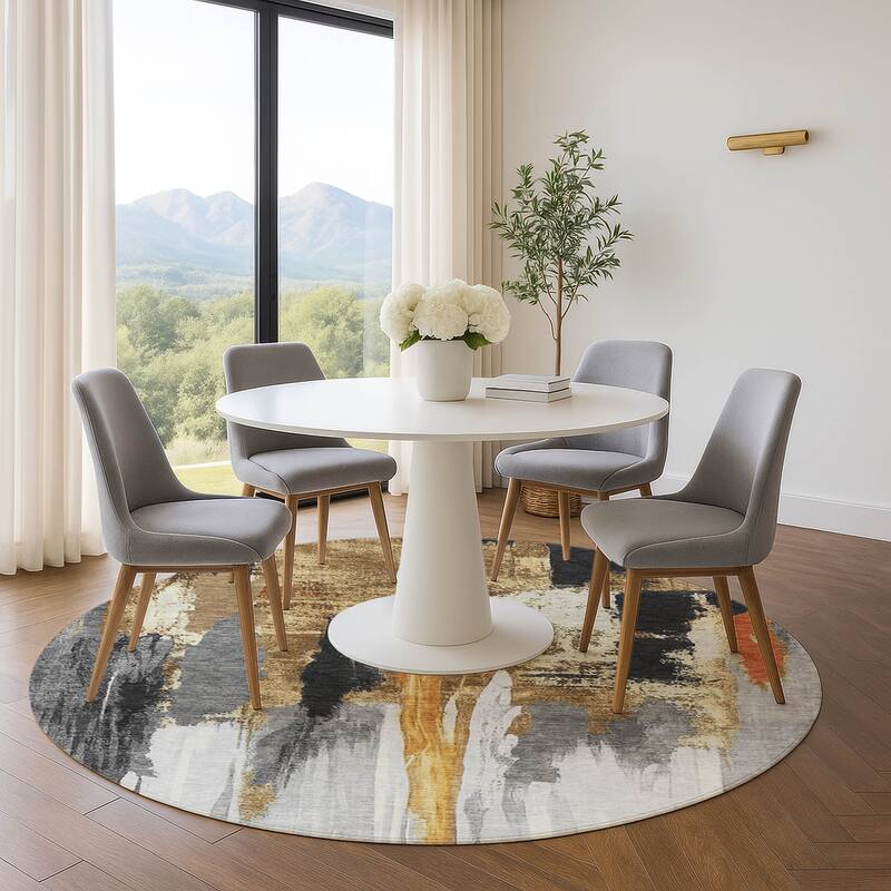 Premium Washable Super Soft Abstract Glam Mayfield Rug - Black - 8' x 8'