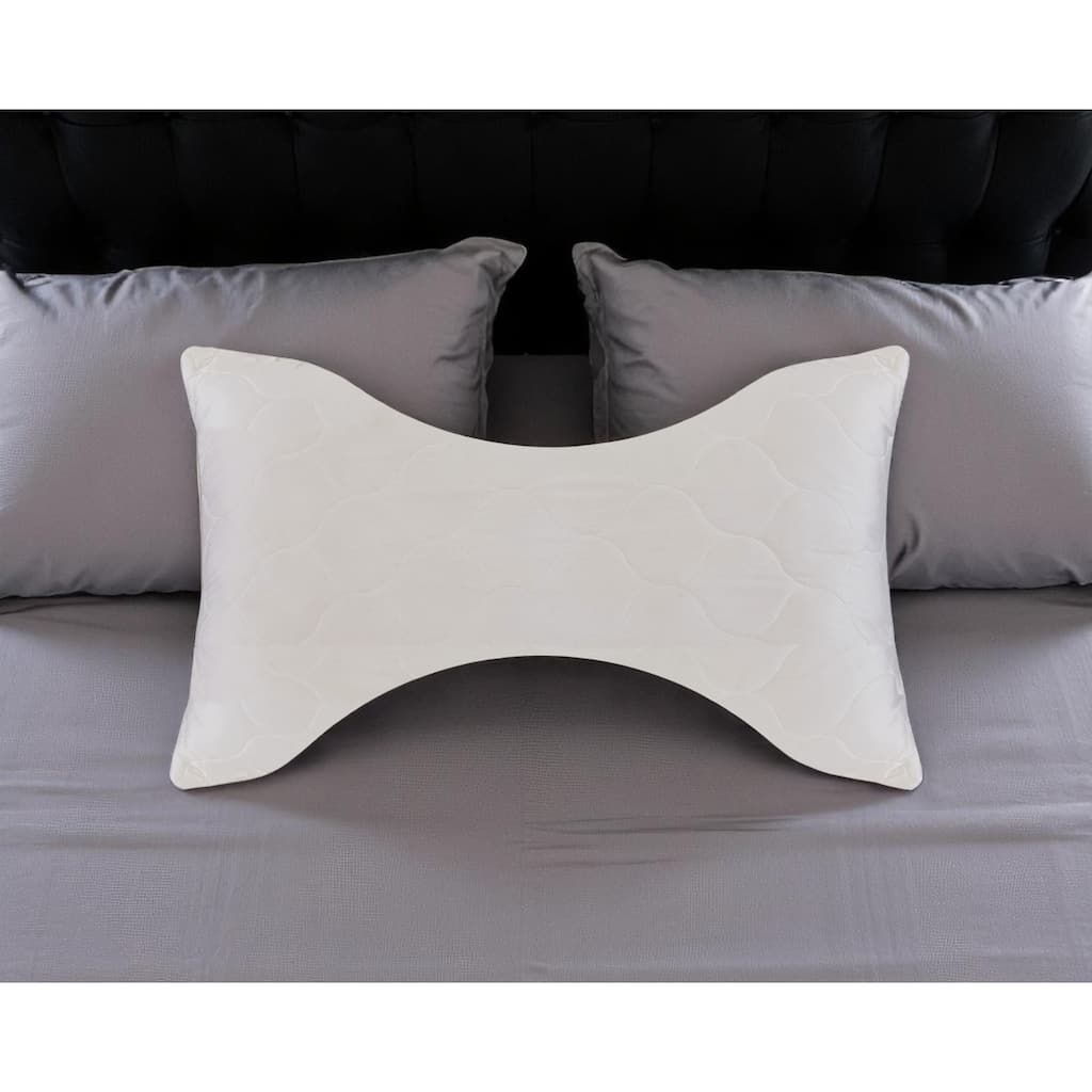 HomeRoots Cotton Wool Hypoallergenic Ergonomic Standard Size Bed Pillow - Ivory