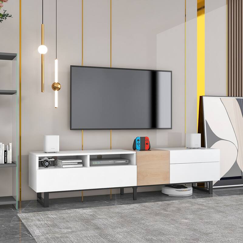 Modern TV Stand for 80 in TV with Double Storage - n/a