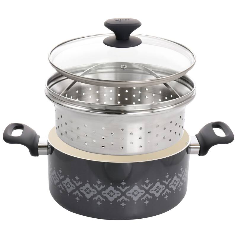 Spice by Tia Mowry Savory Saffron 16 Piece Cookware Set in Grey - 16pc