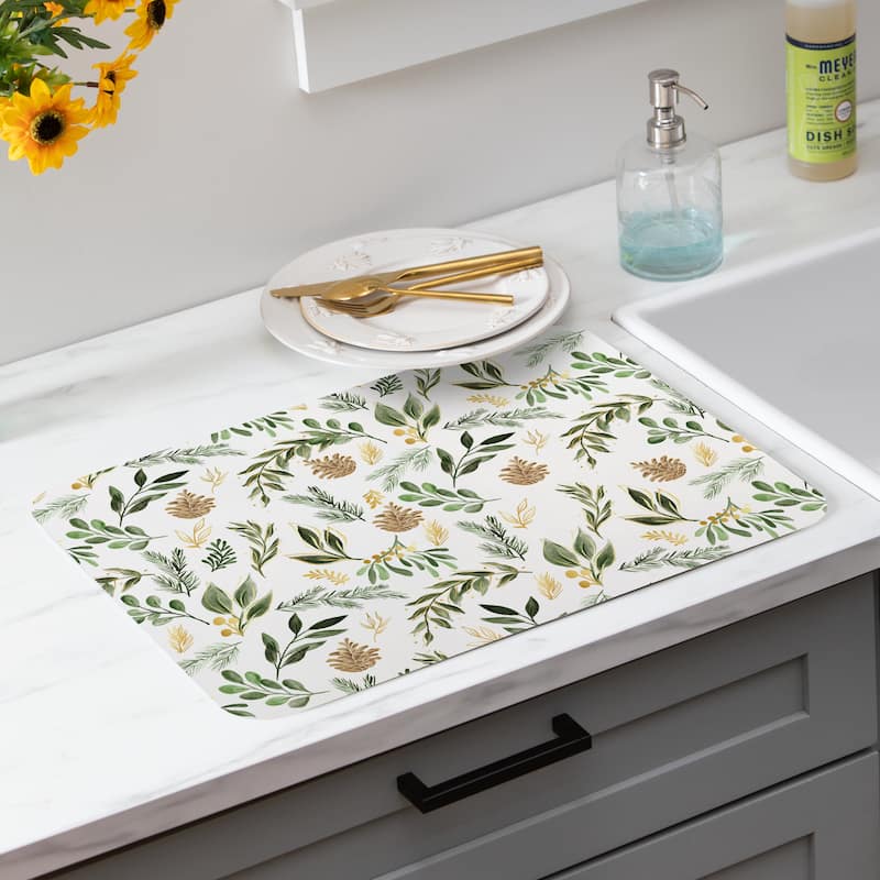 Shades of Green Foliage Falling Drying Mat - 20" x 15"