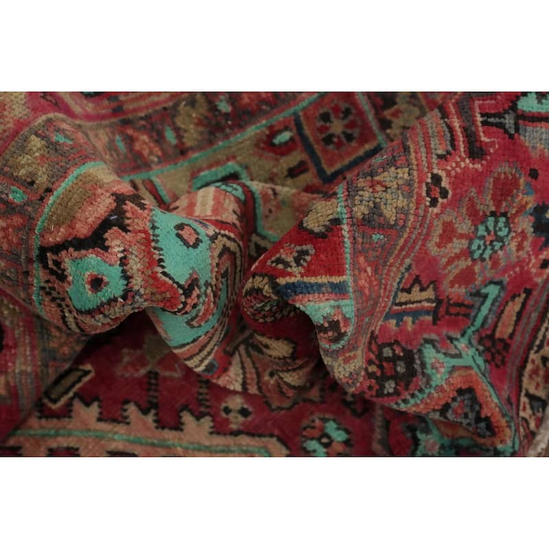 Hand Knotted Oriental 100% Wool Carpet Traditional Medallion Red Heriz Area Rug - 13' 3'' X 7' 7''