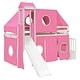 preview thumbnail 11 of 26, Twin/Full House Loft Bed with Slide and Tent, Wood Playhouse Loft Bed Bed Frame with Slide, Tower and Ladders for Boys & Girls