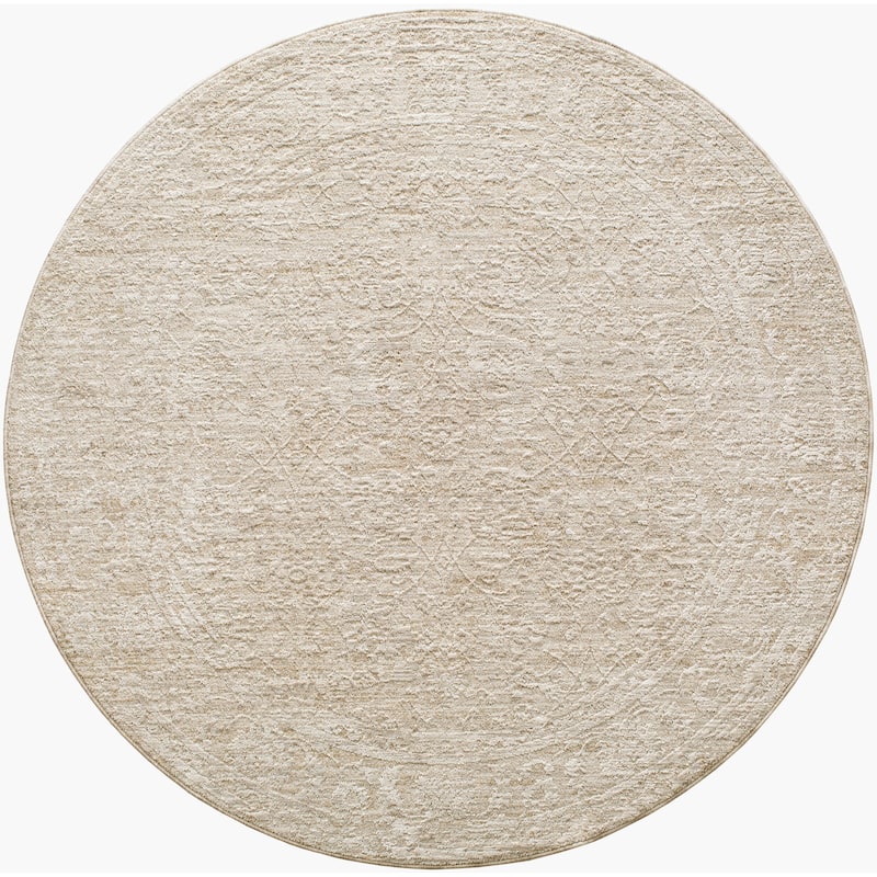 Livabliss Casual Masterpiece Abstract Area Rug - 5'3" x 5'3" Round - Light Gray