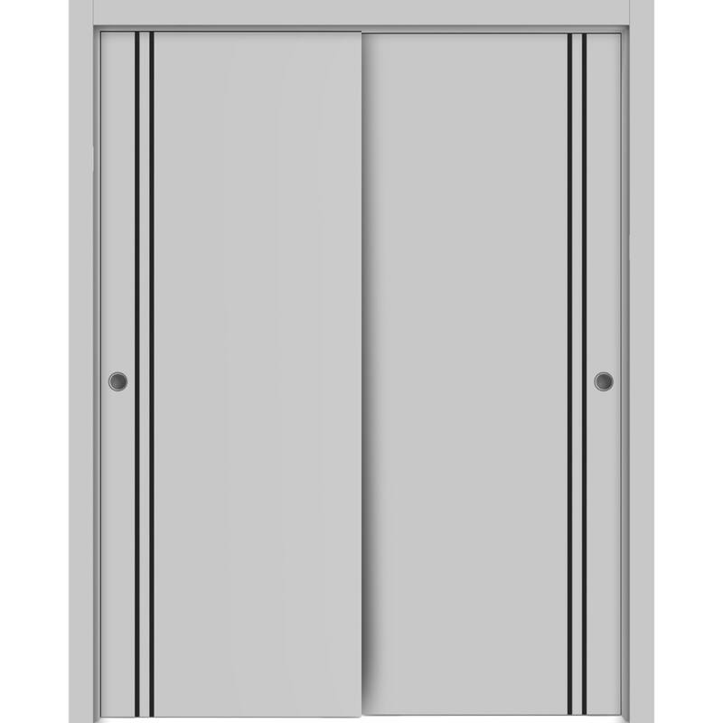 Bypass Doors 36 x 80 Planum 0016 Grey Matte with Sturdy Rails - 60" x 84" ( 2* 30x84)