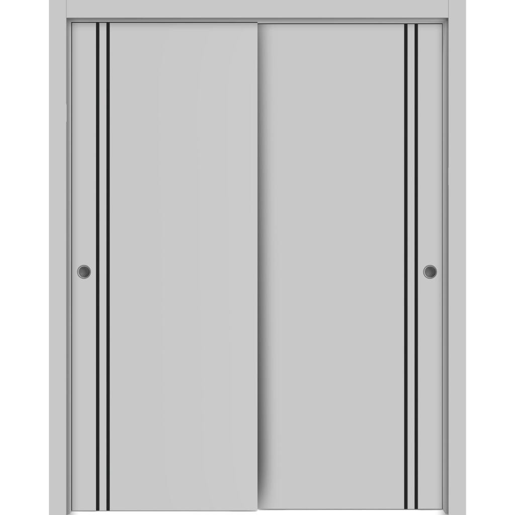 Bypass Doors 36 x 80 Planum 0016 Grey Matte with Sturdy Rails