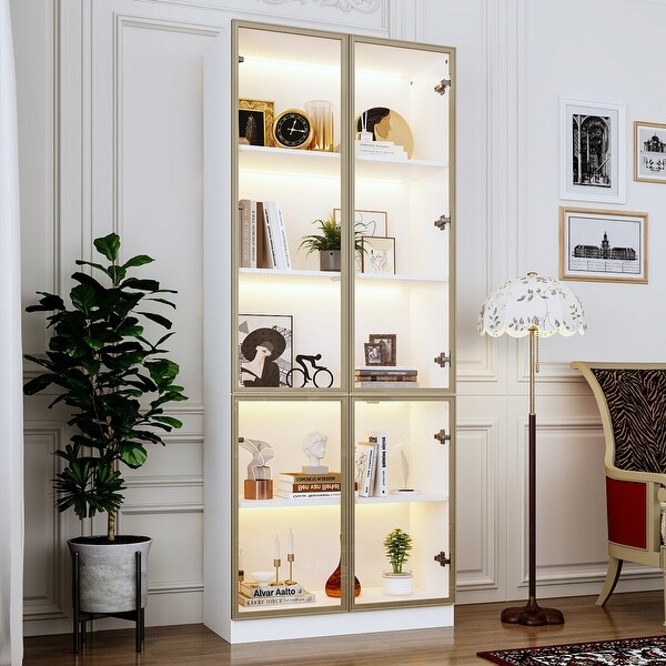 Sleek Tall Modular Display Cabinet with LED Lighting On Sale Bed Bath Beyond 40914535
