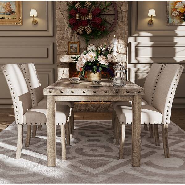 Morden Fort Farmhouse Dining Set Rectangular Table Chair 5-piece - Bed ...