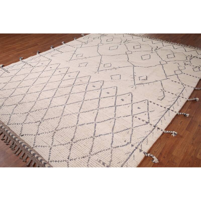 Earth Tone Moroccan Area Rug Handmade Wool Carpet - 8'3" x 10'2"