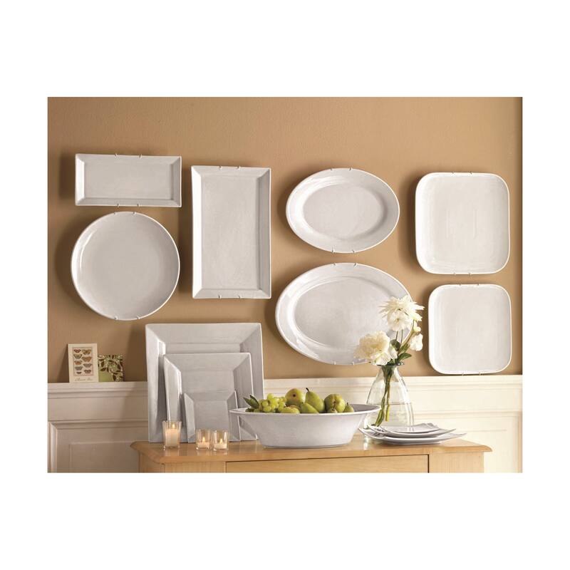 Whiteware Rectangular Serve Porcelain Dinnerware Serving Tray Platter, 17.25L x 7.0W x 1.18H Dishwasher Safe