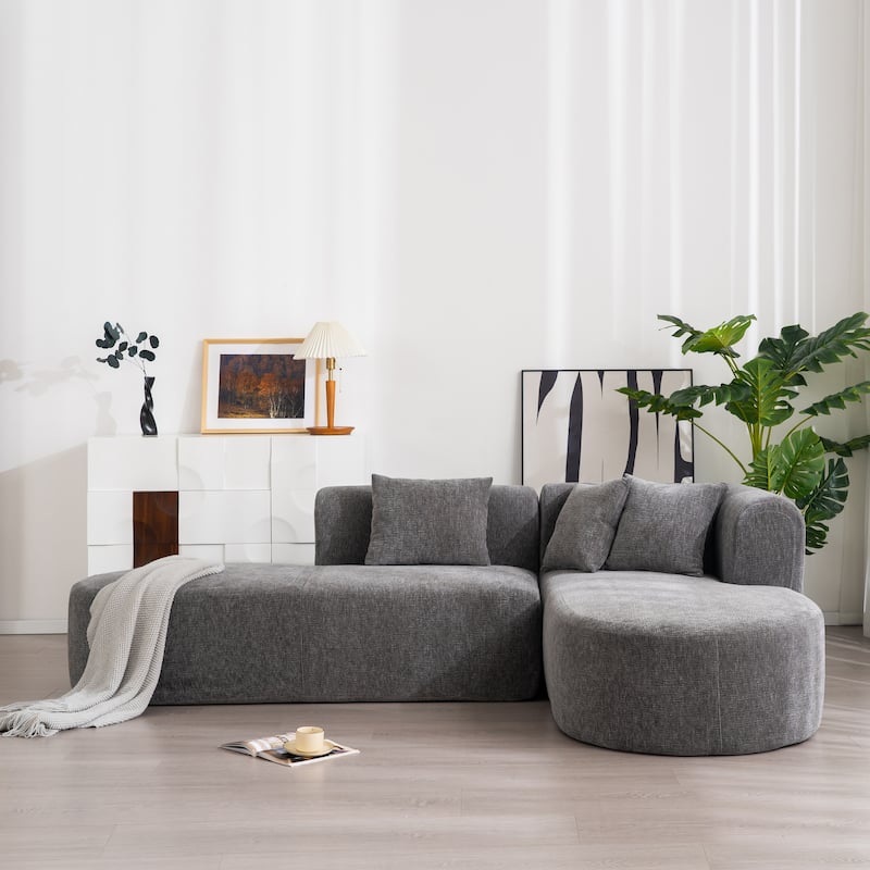 Roomfitters Stylish Corner Sofa with Curved Seat and Wide Stitching, Versatile Design for Living Room, Bedroom or Office