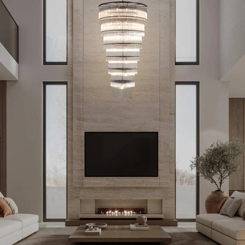 KAYLA 125 in. 20-Light Gold Crystal Chandelier- High Ceiling Lighting Fixture