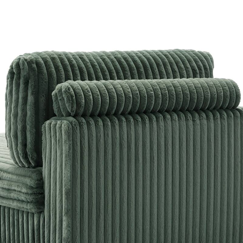 42" W Plush Corduroy Upholstered Chaise Lounge Sleeper for Living