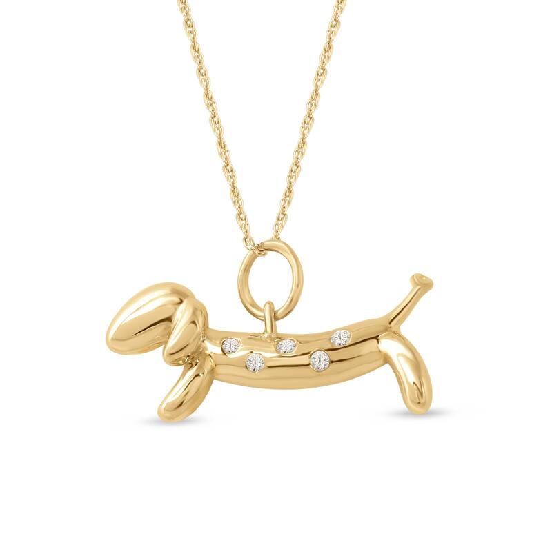 1/20ct Diamond Dachshund Dog Pendant Necklace in Gold Plated Silver for Women - Yellow Gold Plated Giraffe