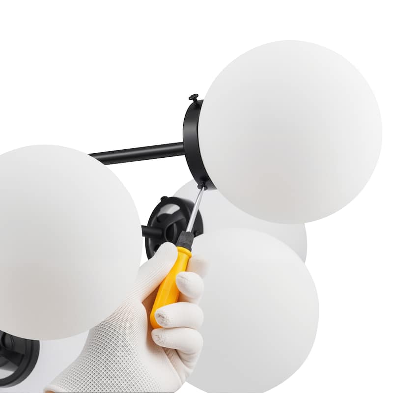 CO-Z Dimmable Modern Linear Sputnik Pendant Chandelier with Frosted Glass Globe Shades (6/8/12 - Light)