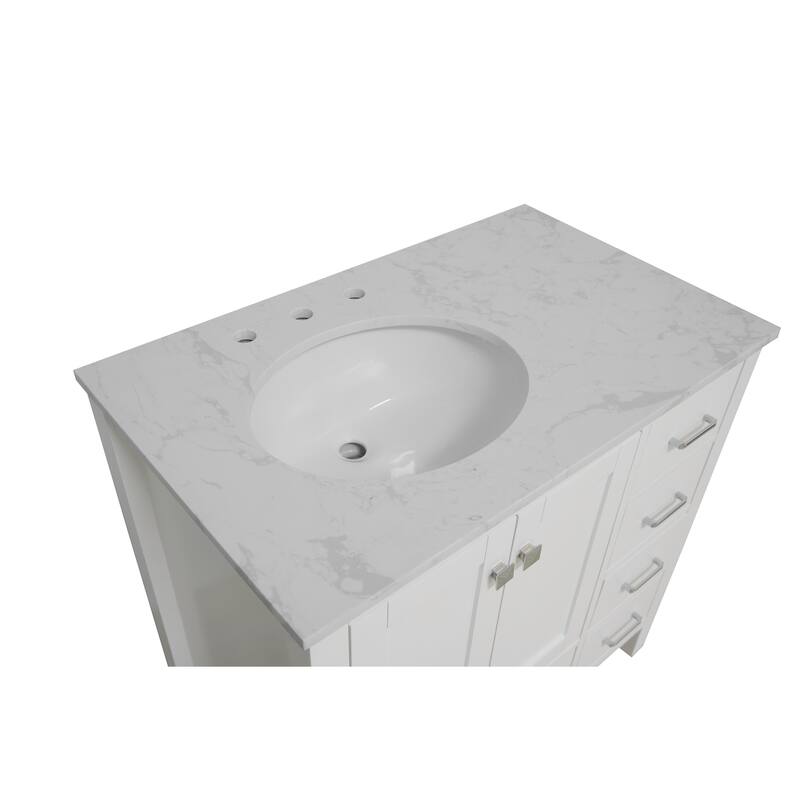 KitchenBathCollection Horizon 36" Bathroom Vanity with Engineered Carrara Top