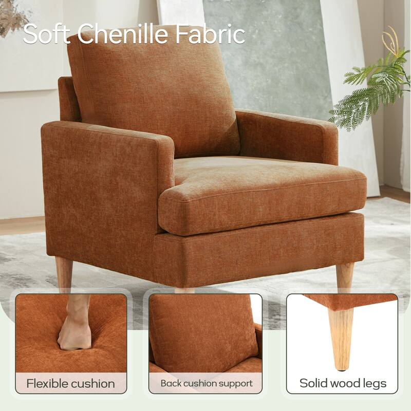 set of 1 Accent Chair for Bedroom Living Room with Wood Legs