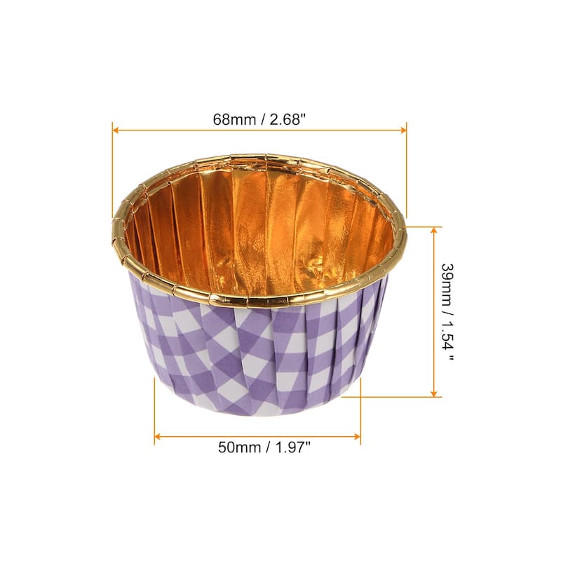 Plaid Cupcake Cups, 50pcs Aluminum Foil Standard Cupcake Liners - Purple Plaid