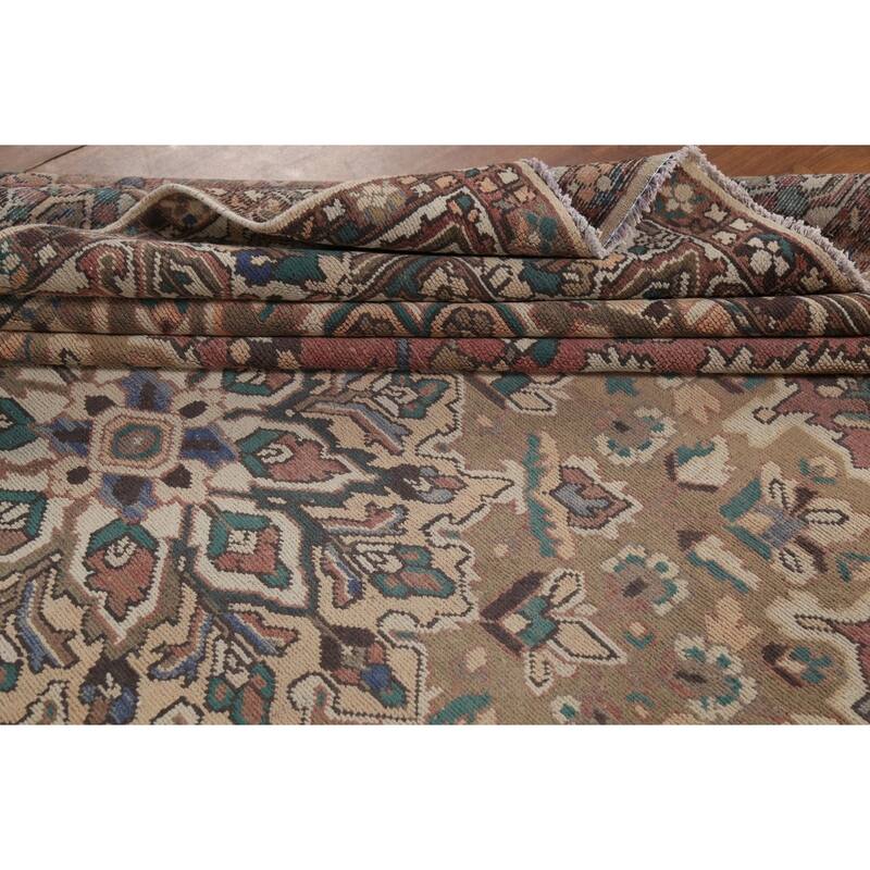 Geometric Bakhtiari Persian Vintage Area Rug Hand-Knotted Wool Carpet - 10'2"x 12'8"