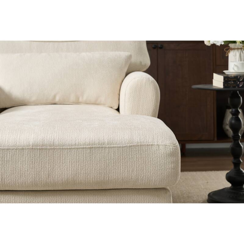 GDFStudio - Marcelline Chaise Lounge Recliner with Solid Wood Frame and Cushion