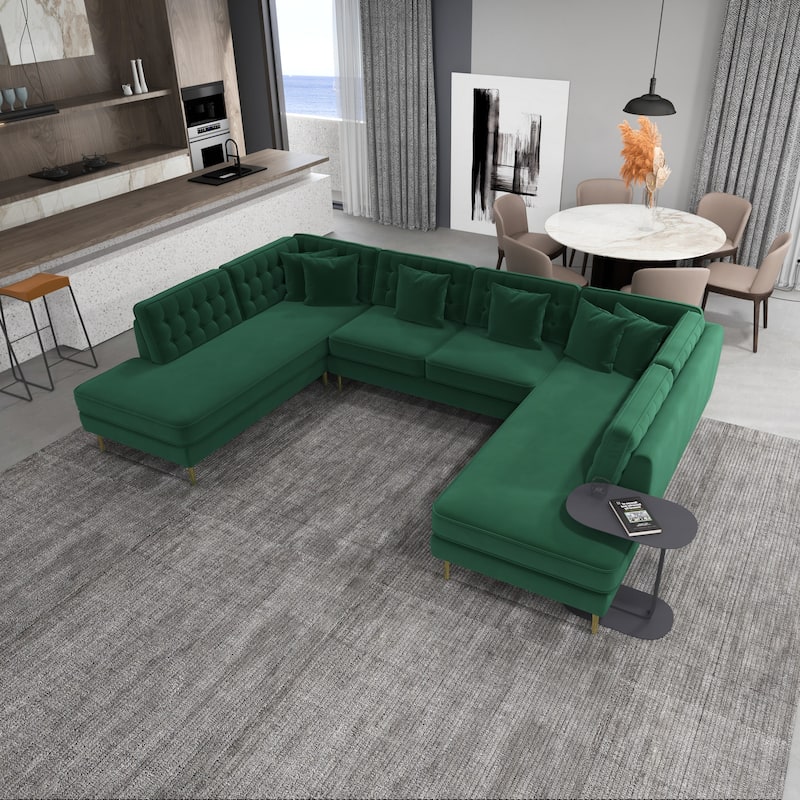 Cales Modern Living Room U-Shaped Velvet Corner Sectional Couch