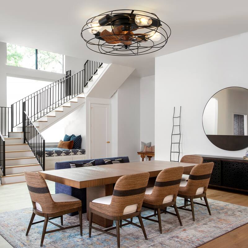 Bella Depot 20" Indoor Flush Mount Ceiling Fan with Light and Remote