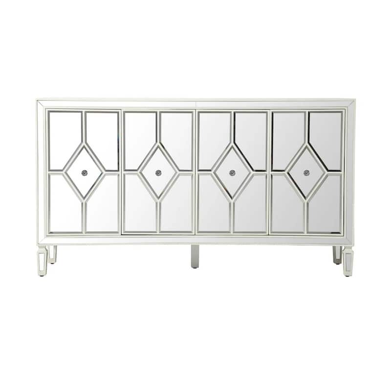 4-Door Mirrored Accent Cabinet