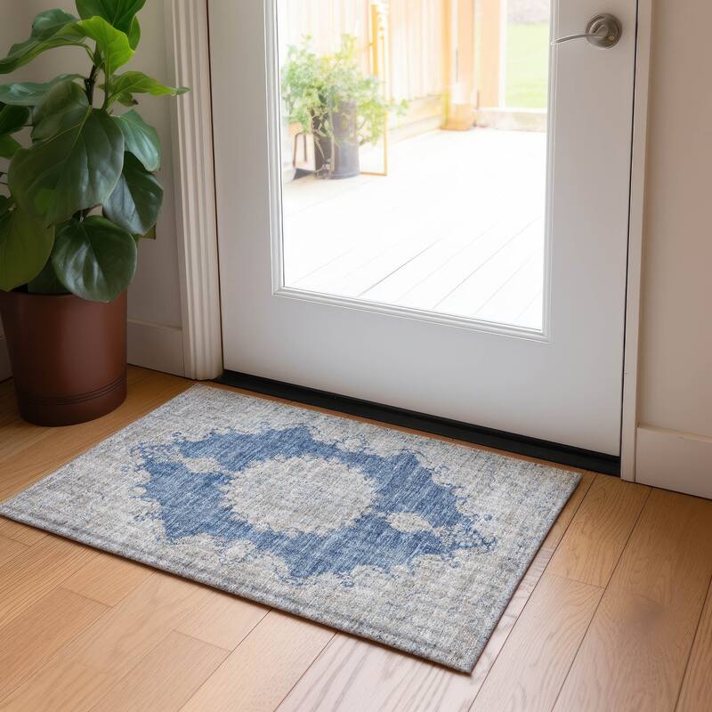 Machine Washable Indoor/ Outdoor Vintage Traditional Chantille Rug