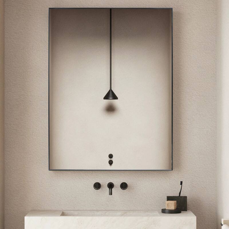Vanta Thin Profile Metal Framed Wall Mounted Vanity Bathroom Mirror with Dual Mounting Brackets
