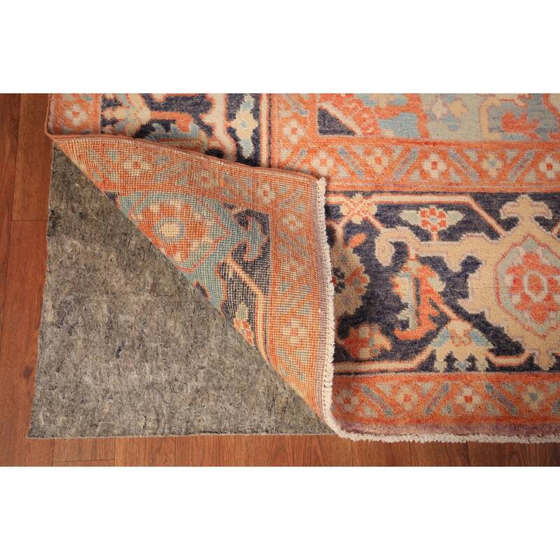 Vegetable Dye Heriz Oriental Area Rug Hand-Knotted Floral Wool Carpet - 8'9" x 12'5"
