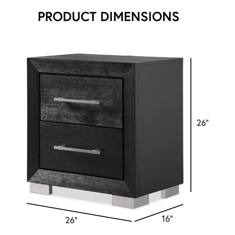 Furniture of America Alaric Modern 3-Piece Black Wood Chest and 2-Nightstand Bedroom Set