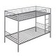 preview thumbnail 8 of 12, Silver Twin over Twin Metal Bunk Bed with Fence and Ladder for Kids