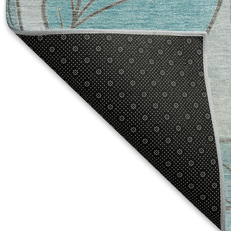 Machine Washable Indoor/ Outdoor Contemporary Floral Chantille Rug