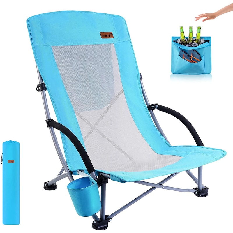 High Back Folding Beach Chair - Set of 1 Blue