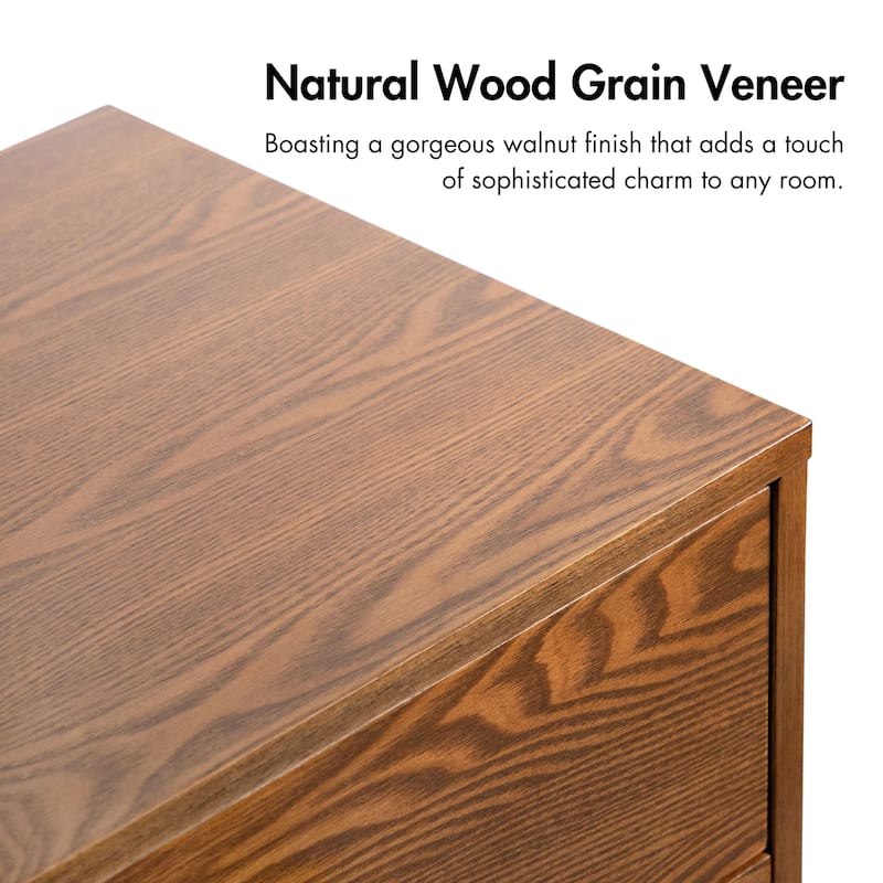 Furniture of America Beau Midcentury Walnut 5-Drawer Chest with Interlocking Drawers