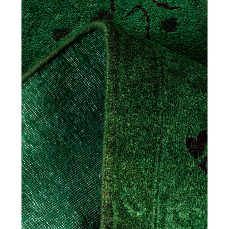 Overdyed One-of-a-Kind Hand-Knotted Area Rug - Green - 3' 1" x 13' 0"