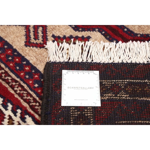 ECARPETGALLERY Hand-knotted Baluch Tan Wool Rug - 3'4 x 5'9 - Bed