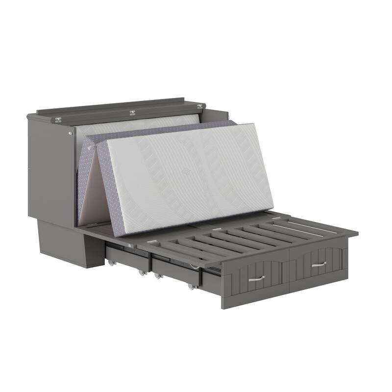 Nantucket Murphy Bed Chest with Mattress and Built-in Charging Station