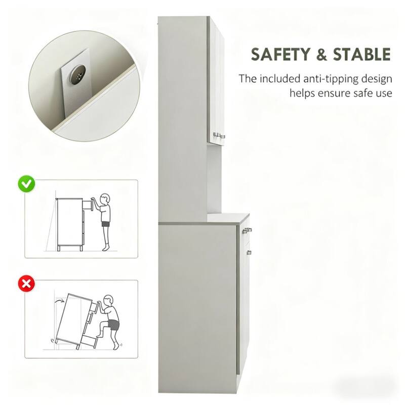71" Kitchen Pantry Cabinet with Microwave Stand, 3 Adjustable Shelves